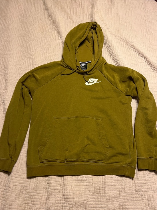 Nike Tops - Nike Olive Green Pullover Hoodie with White Swoosh